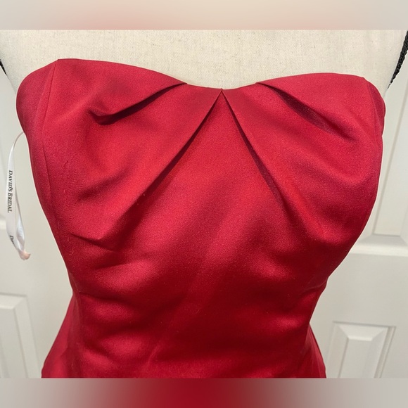 Y2K David’s bridal 2piece red satin strapless corset sz2 Matching maxi skirt sz4 - Picture 2 of 15